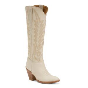 LUCCHESE Cream Made In Mexico Leather Jasmine Western Boots